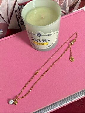 Vintage Juicy Couture Gold Pendant Necklace w/ Heart Charm & Gemstone